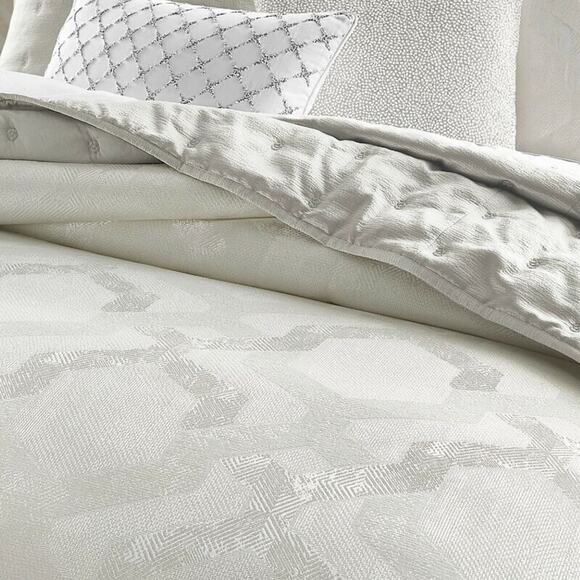 Hudson Park Collection Off White Textured Cotton Blend Full/Queen Duvet Cover - Picture 3 of 5